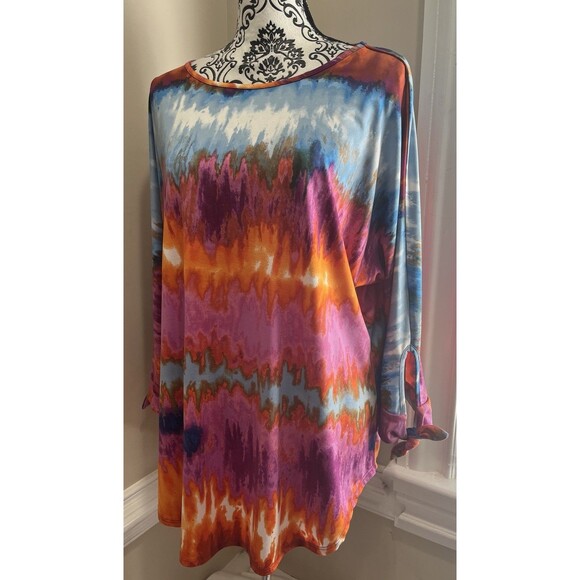 Pure Essence Tunic Top Size XL Soft Knit Multicolor Art To Wear Artsy Mod - Picture 3 of 13